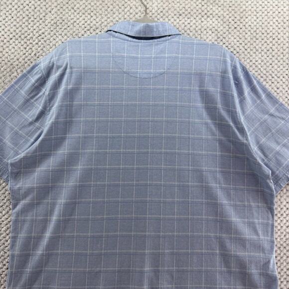Jos A Bank Traveler Shirt Mens XL Blue Plaid Traditional Fit Polo Short Sleeve - Picture 6 of 11